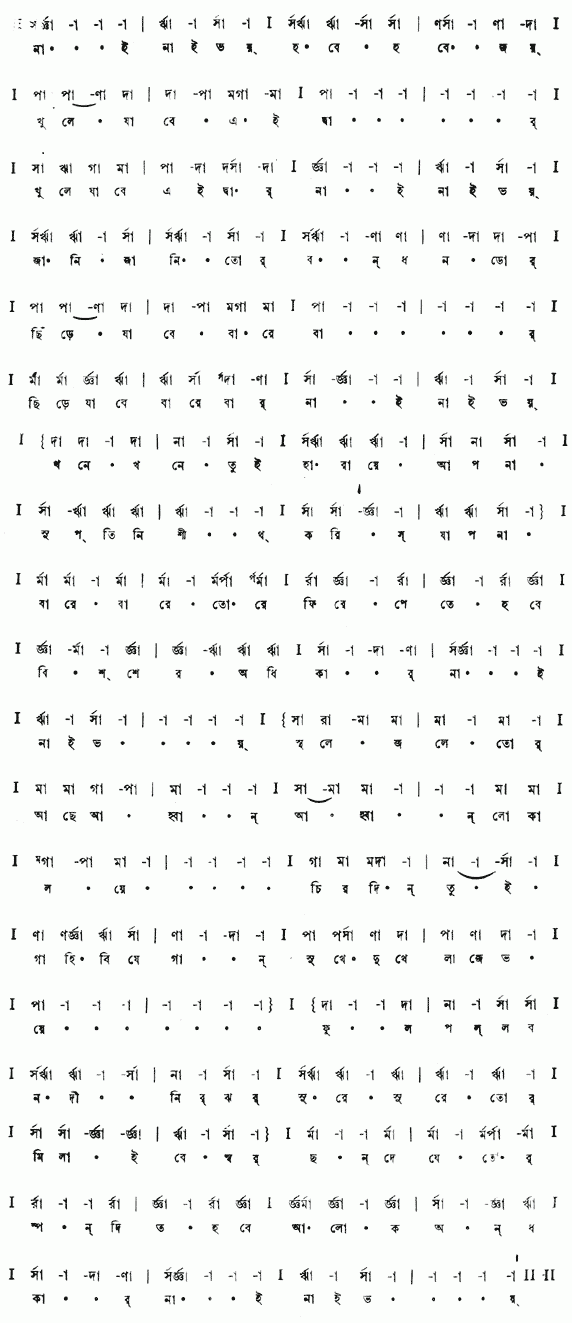 Notation Nai Nai Bhoy Hobe Hobe Joy